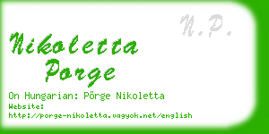 nikoletta porge business card