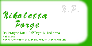 nikoletta porge business card